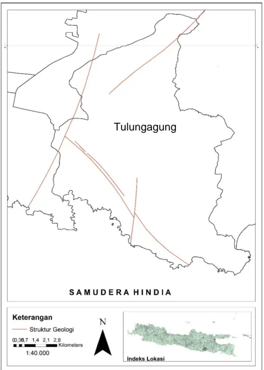 Gambar II.5. Struktur Geologi Regional Kabupaten Tulungagung. (Samodra dkk, 1992) 7    
