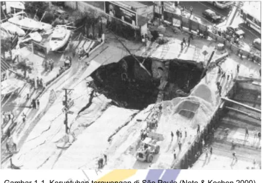 Gambar 1-1. Keruntuhan terowongan di São Paulo (Neto &amp; Kochen 2000). 