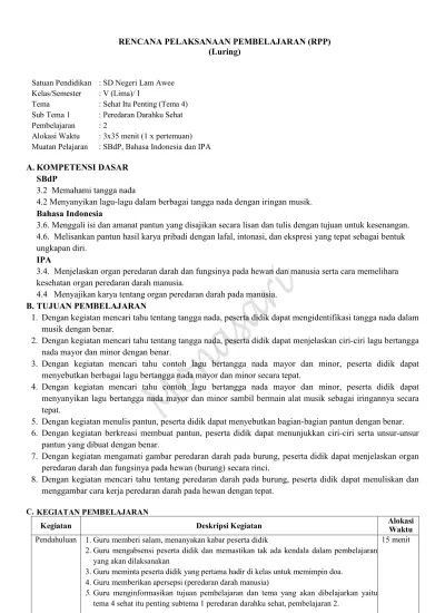 RENCANA PELAKSANAAN PEMBELAJARAN (RPP) (Luring)