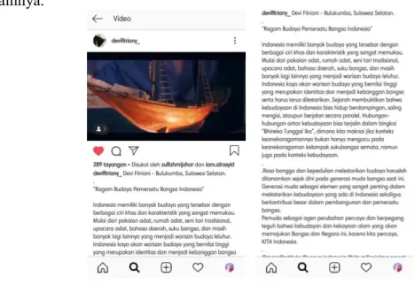 Gambar 4.7 feed akun instagram Devi 