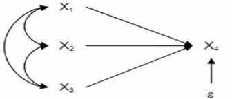 Gambar 3.6. Diagram Jalur yang Menyatakan Hubungan Kausal  dari X1, X2 , X3 Ke X4 