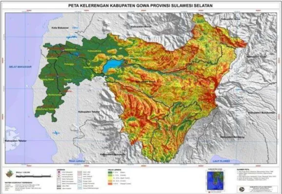 Gambar 2. Kelerengan Kabupaten Gowa Provinsi Sulawesi Selatan 