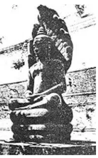 Gambar 5. Patung Buddha duduk dalam posisi lotus postur, menopang di atas belitan ular Cobra(Ross 1966).