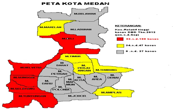 Gambar 2.2.  Peta Kasus DBD di Kota Medan Jan-Sept Tahun 2012  