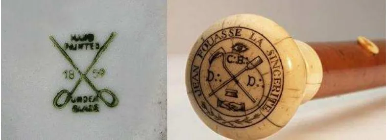 Gambar 4. Simbol X dalam stempel cap artisan Eropa jaman dulu. Sumber: http://www.dezzig.com/ [10] 