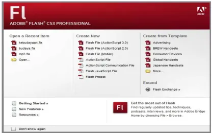 Gambar 2.1 Halaman Start Adobe Flash CS 3 