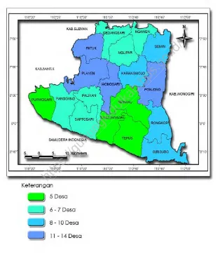 Gambar  2 Picture   Jumlah Desa menurut Kecamatan di Kabupaten Gunungkidul, 2016 Number of Villages by District in Gunungkidul Regency, 2016 