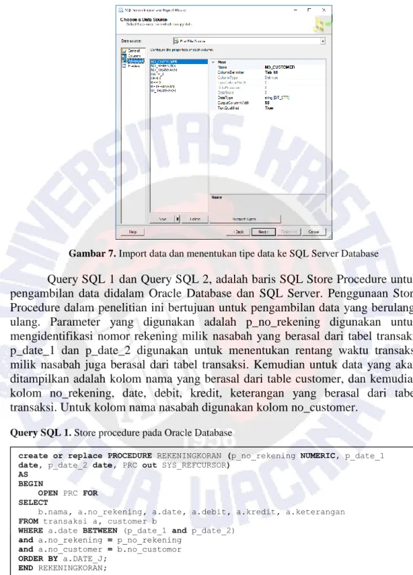 Gambar 7. Import data dan menentukan tipe data ke SQL Server Database 