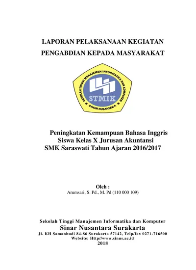 Laporan Pelaksanaan Kegiatan Pengabdian Kepada Masyarakat