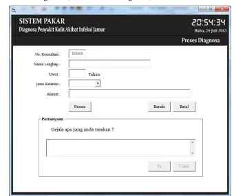 Gambar 4 Tampilan Form Proses Diagnosis 