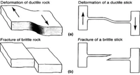 Gambar 2. 1. Teori Bingkai Elastik (a) Ductile stick, (b) Brittle stick [21]. 