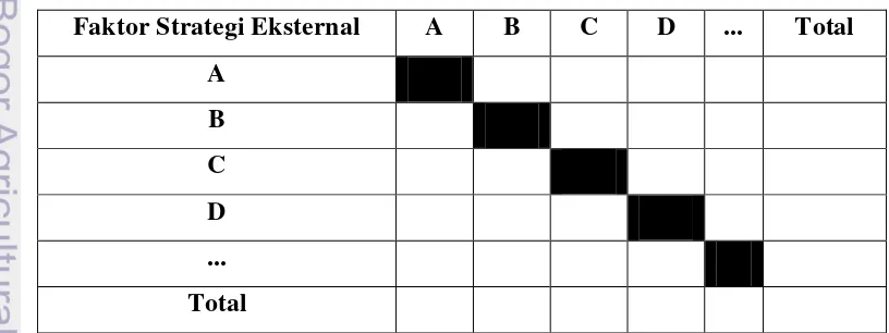 Tabel 3.4 Penilaian Bobot Faktor Strategis Eksternal 