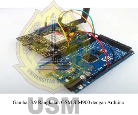 Gambar 3.9 Rangkaian GSM SIM900 dengan Arduino