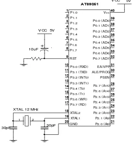 Gambar 3.3   Rangkaian mikrokontroller AT89S51 
