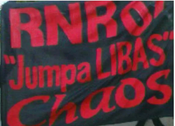 Gambar 2. Bendera Geng Motor RnR yang bertuliskan Slogan Geng Tersebut 