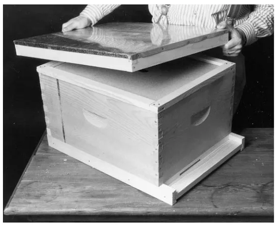 Fig. 6.4. The inner cover is resting on top of the hive body. Over the inner covergoes a telescoping outer cover