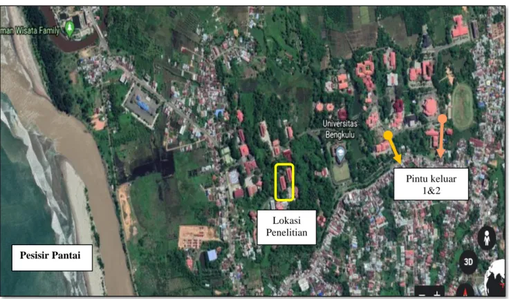 Gambar 2. Lokasi Penelitian (dimodifikasi dari Google Earth, Zona Universitas Bengkulu 2019) 
