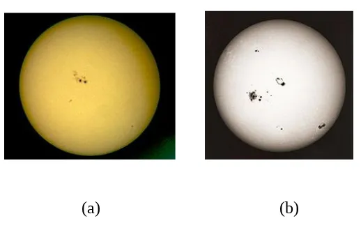 Gambar 5. (a) dan (b) Granulasi Matahari atau Gumpalan-Gumpalan Fotosfer