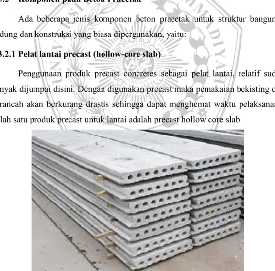 Gambar 2.4 Pelat Pracetak Hollow Slab (Sumber: https://beton.co.id/) 
