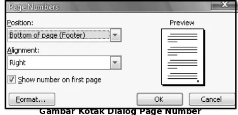 Gambar Kotak Dialog Page Number