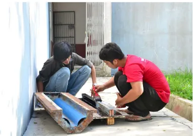 Gambar Pembuatan serat dengan mesin penggiling serat 