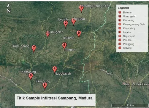 Gambar 1. Peta Nama Desa Sampang, Kabupaten Madura 