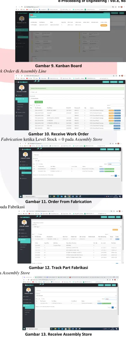 Gambar 9. Kanban Board  4.  Receive Work Order di Assembly Line 