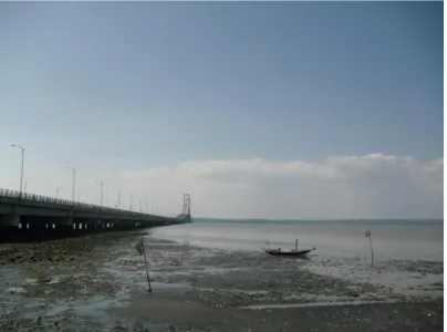 Gambar 2.2 Selat Madura dan jembatan Suramadu  Sumber : Dokumentasi pribadi (Agustus 2011) 