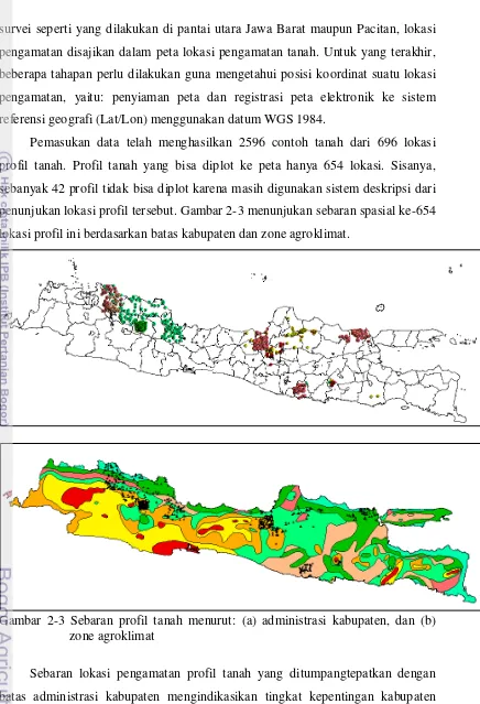 Gambar 2-3 Sebaran profil tanah menurut: (a) administrasi kabupaten, dan (b) 