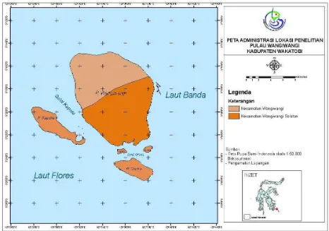 Gambar 2. Peta Administrasi Lokasi Penelitian Pulau Wangiwangi Kabupaten Wakatobi 