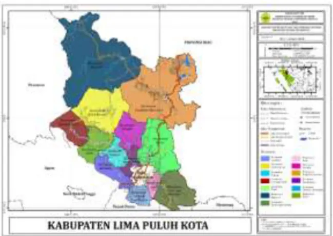 Gambar 1. Peta Administrasi Kabupaten Lima Puluh                     Kota 