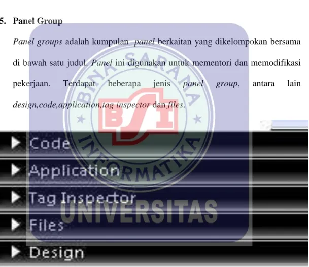 Gambar II.7. Panel Group Macromedia Dreamwever MX 2004 