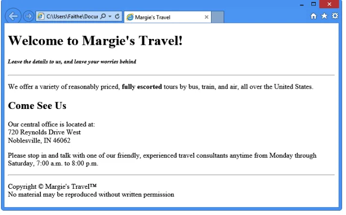 FIGuRE 4-5 Horizontal lines separate sections of the page content.