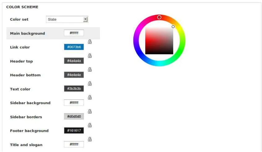 Figure 1–6. Selecting a different color scheme in Bartik’s theme settings 