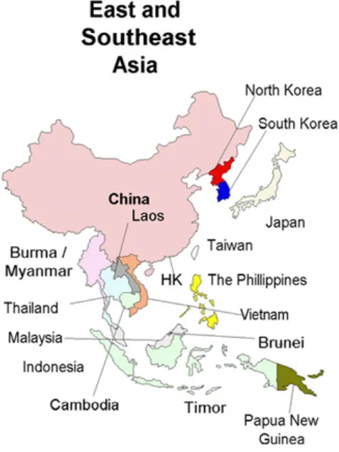 Figure 1. Map of East and Southeast Asia 