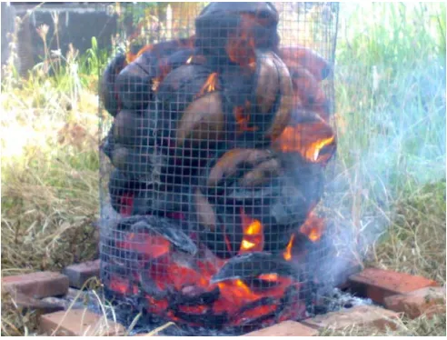 Gambar 2.12 Pembakaran serabut kelapa 