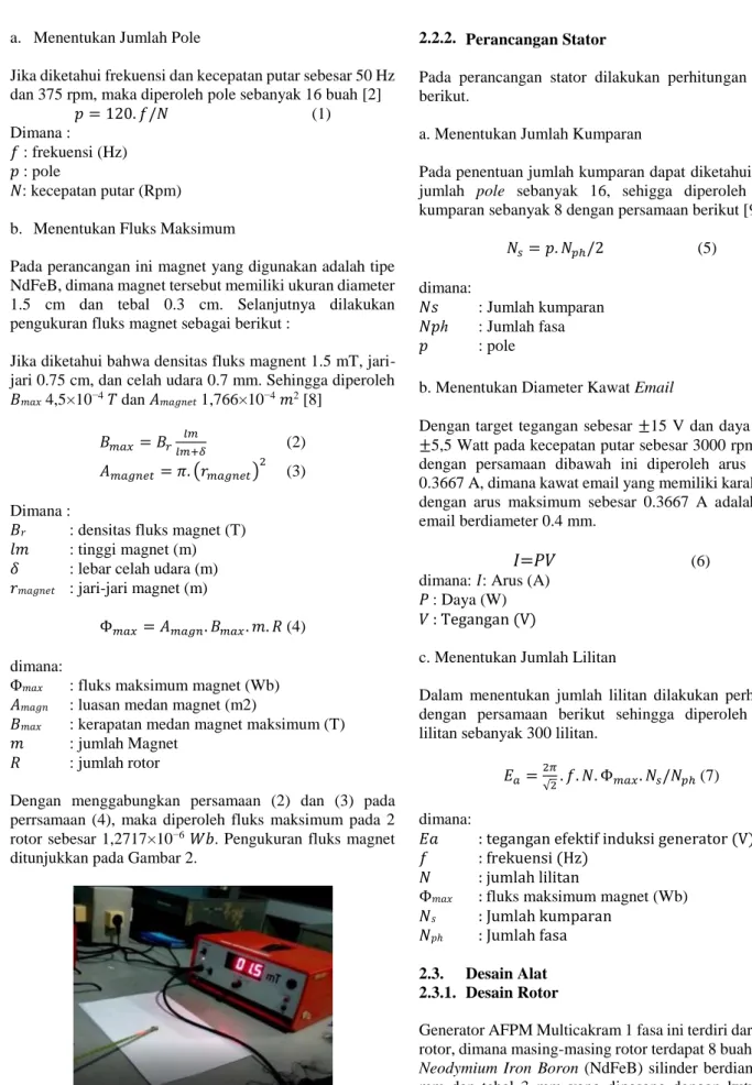 Gambar 2. Pengukuran Fluks Magnet 