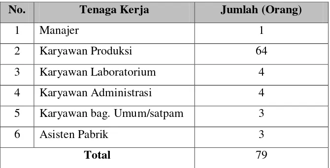 Tabel 2.1 Data Tenaga Kerja 