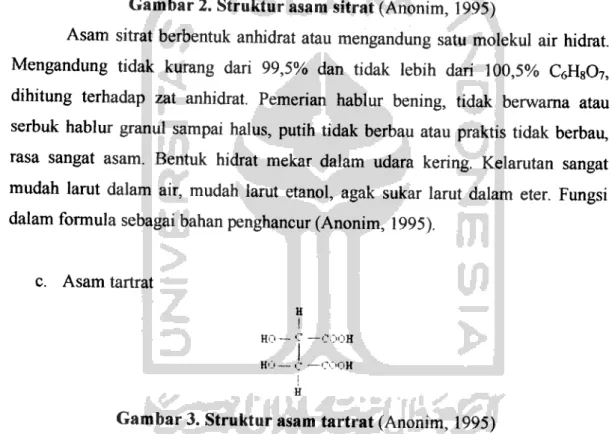Gambar 2. Struktur asam sitrat (Anonim, 1995)