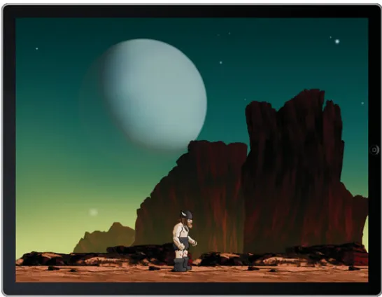 Figure 2.6 Space Viking running on the iPad Simulator