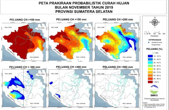 Gambar 6. Prakiraan Probabilistik Curah Hujan Bulan November 2019 