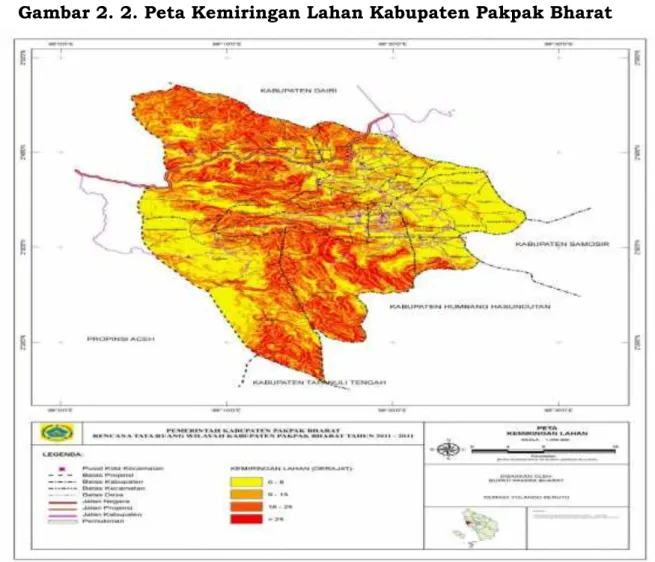 Gambar 2. 2. Peta Kemiringan Lahan Kabupaten Pakpak Bharat 