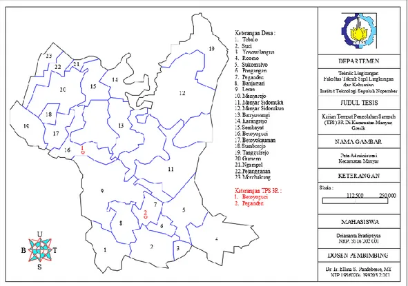 Gambar 2.2 Peta Administrasi Kecamatan Manyar 