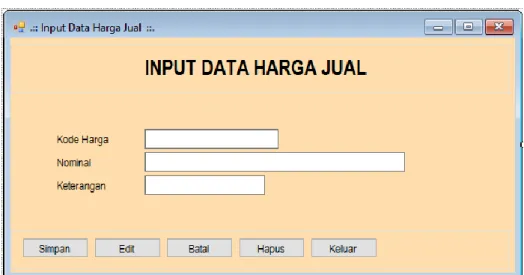Gambar 4.24. Tampilan Input Data Harga 