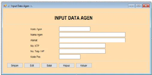 Gambar 4.26. Tampilan Input Data Agen  4.7.2.4.  Input Data Supplier 