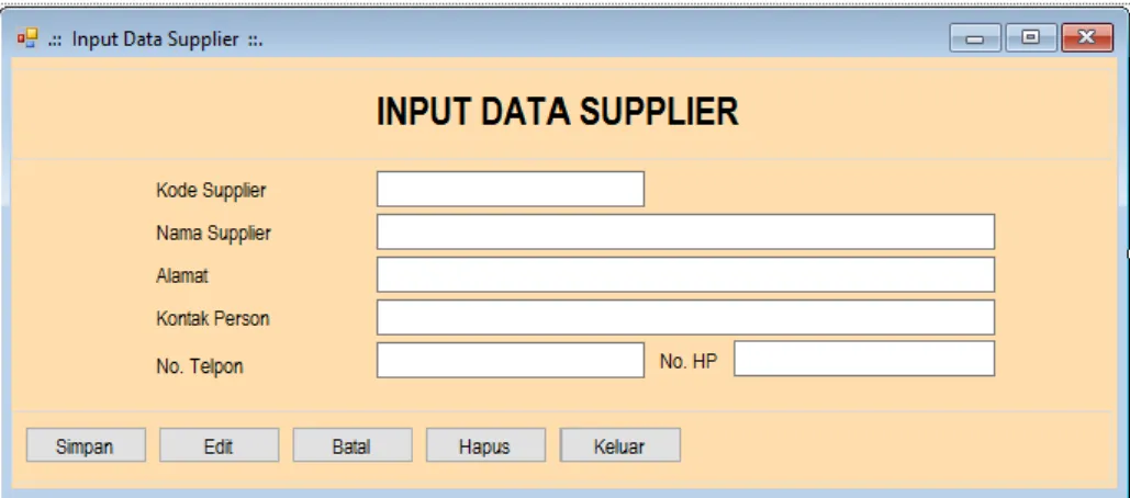 Gambar 4.27. Tampilan Input Data Supplier  4.7.3.  Transaksi 