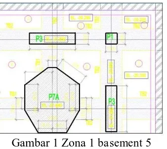 Gambar 1 Zona 1 basementSumber: Shop Drawing Proyek Sudirman 5  Suites Hotel and Apartment 