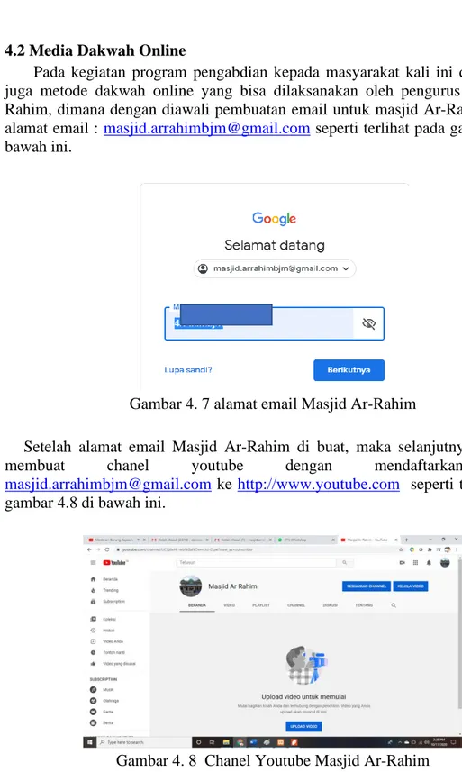 Gambar 4. 7 alamat email Masjid Ar-Rahim 