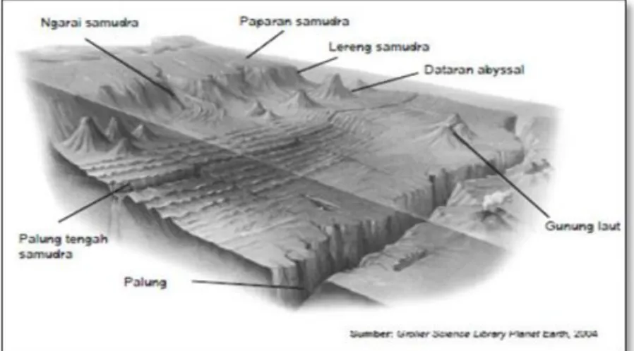 Gambar   4. Penampang dasar laut  Sumber: Grober science library planet earth 