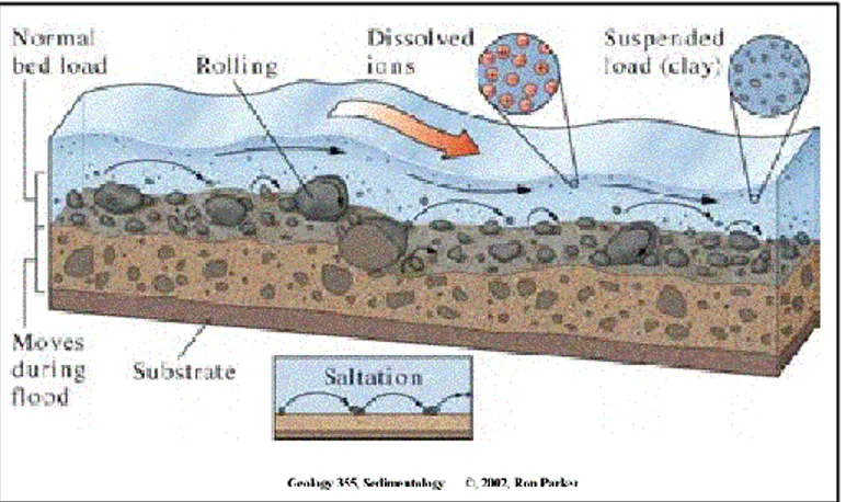 Gambar 8-2.Klasifikasi angkutan sedimen  Faktor-faktor yang Mempengaruhi Angkutan Sedimen   Sedimen yang terangkut oleh air dipengaruhi oleh :  1